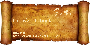 Filyó Albert névjegykártya